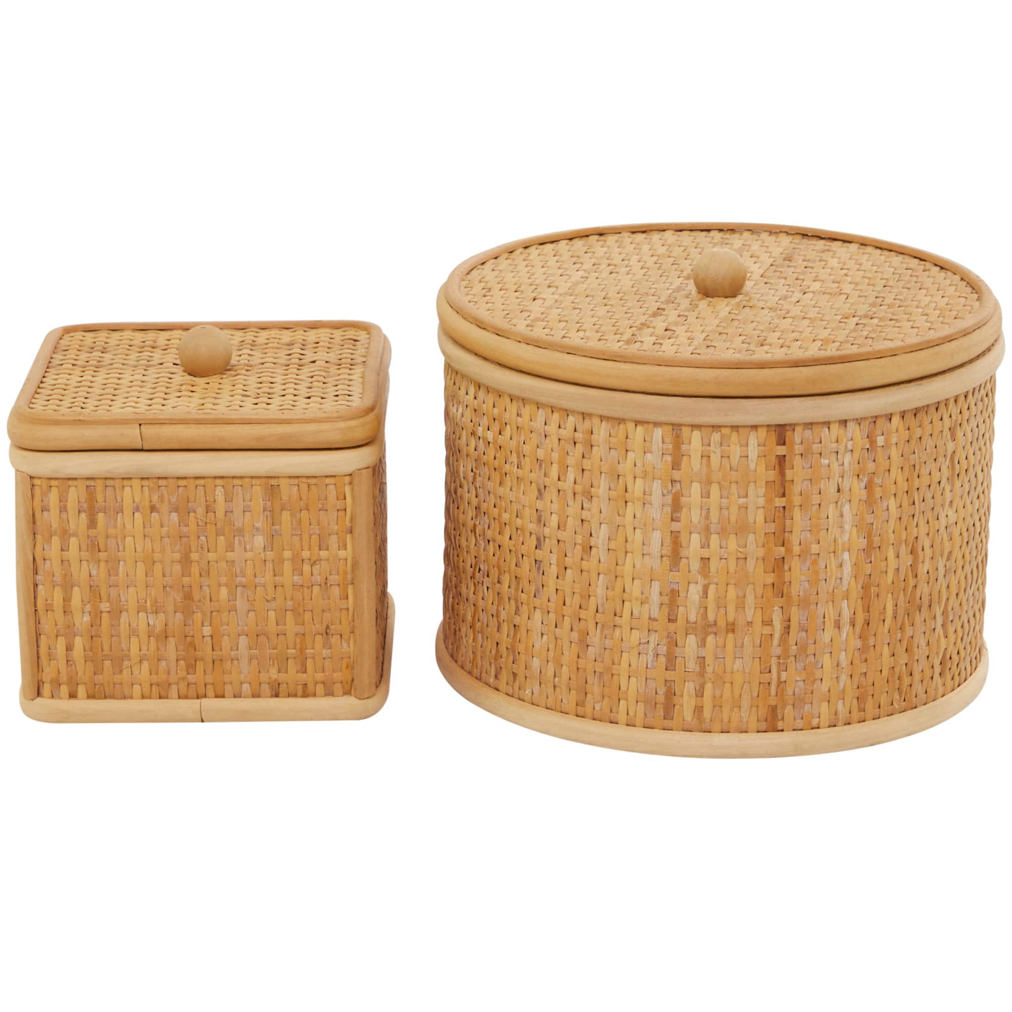Brown Rattan Storage Box Set